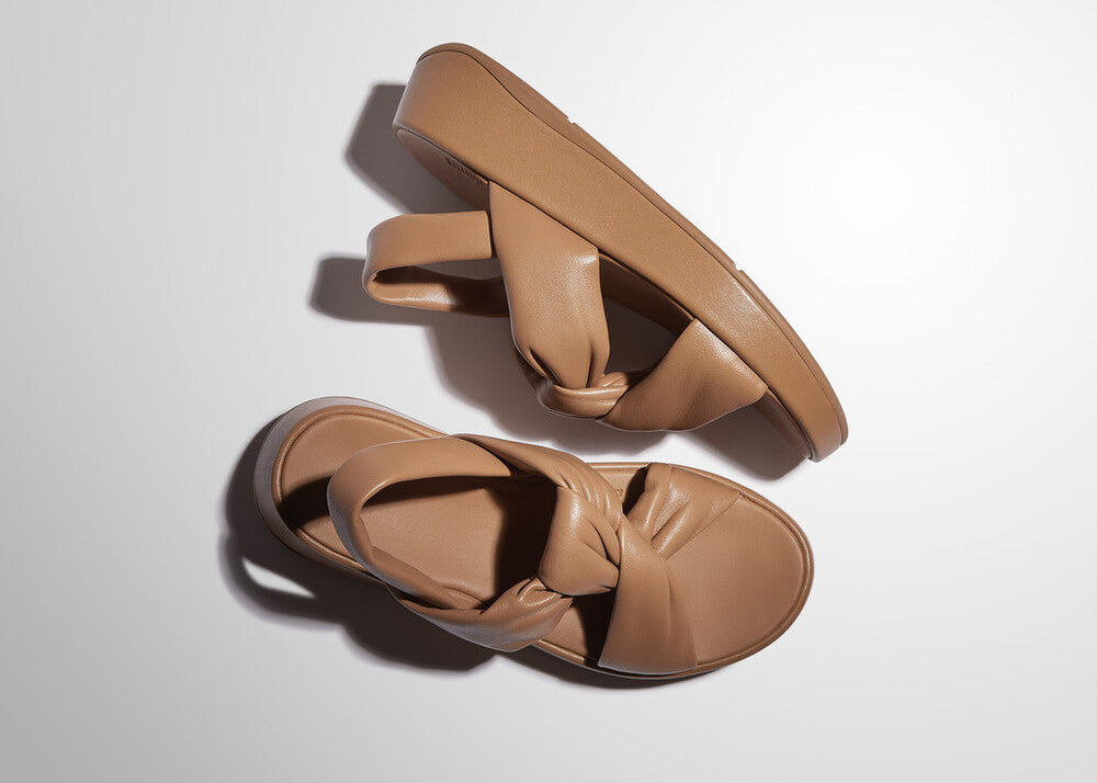 F-MODE Knot Soft-Leather Flatform Back-Strap Sandals