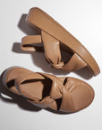 F-MODE Knot Soft-Leather Flatform Back-Strap Sandals