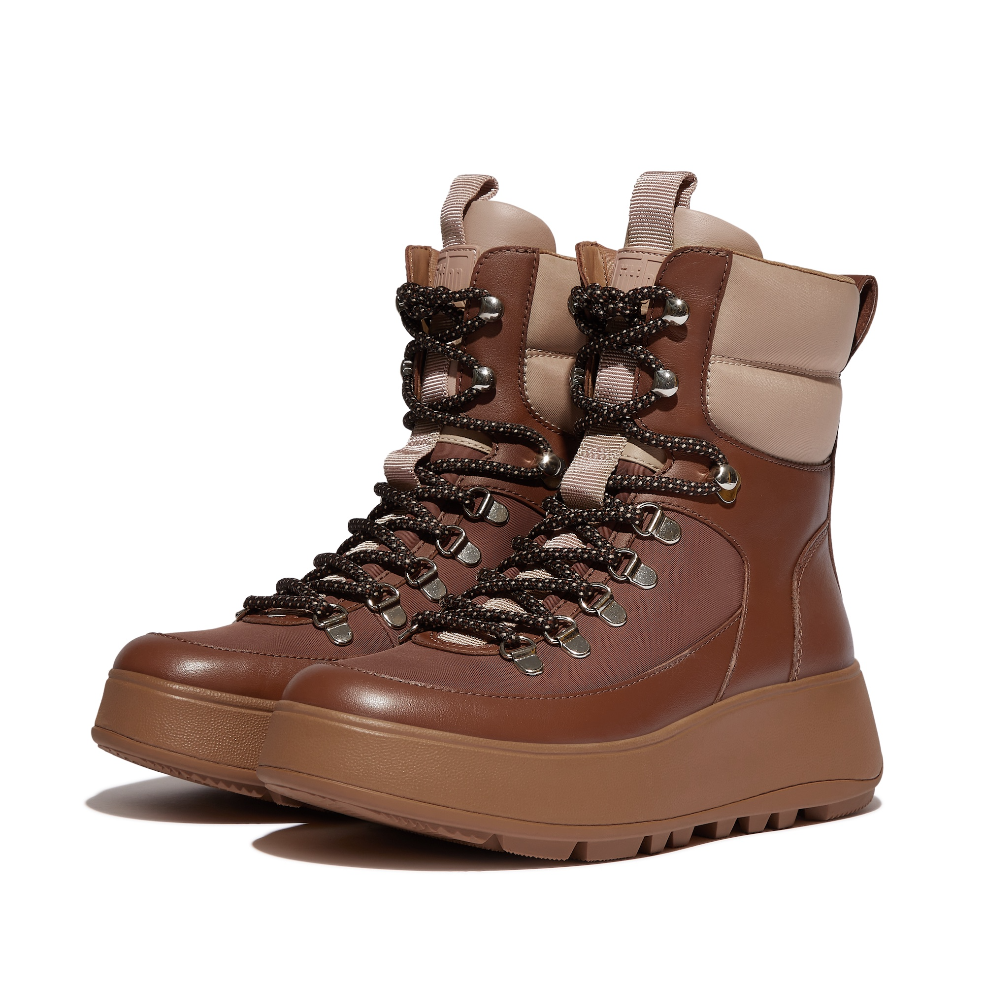 FITFLOP F-Mode Hiker Lace Flatform Ankle Boots in Brown ID9 | Shop from eightywingold an official brand partner for Fitflop Canada and US.