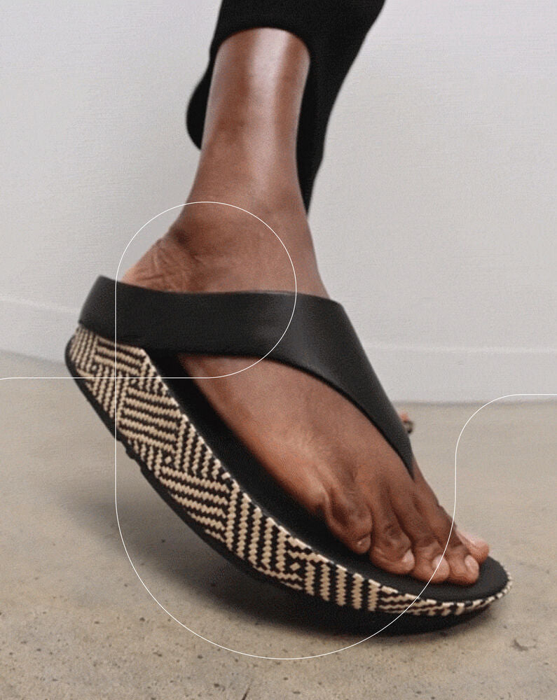 Lulu Lux Graphic-Weave Leather Toe-Post Sandals