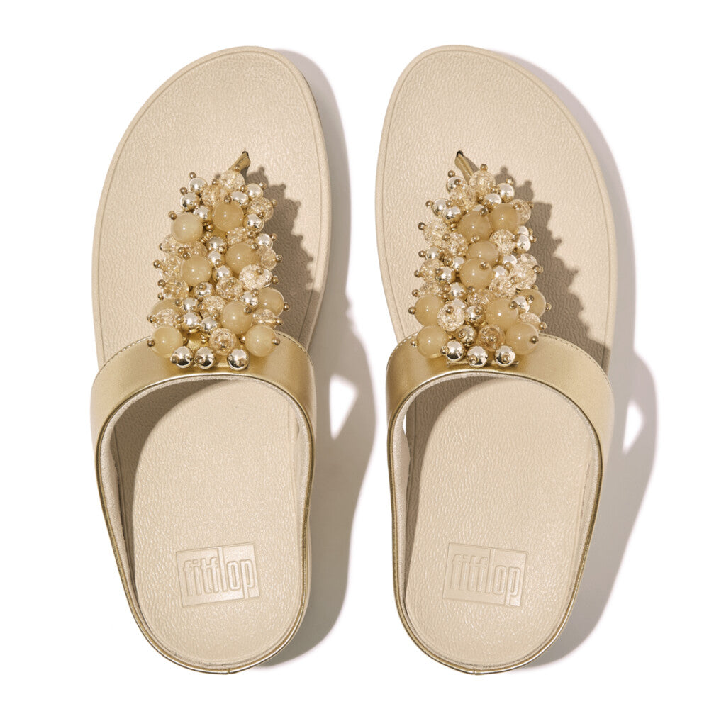FITFLOP Fino Bauble-Bead Toe-Post Sandals in Beige HI9 | Shop from eightywingold an official brand partner for Fitflop Canada and US.