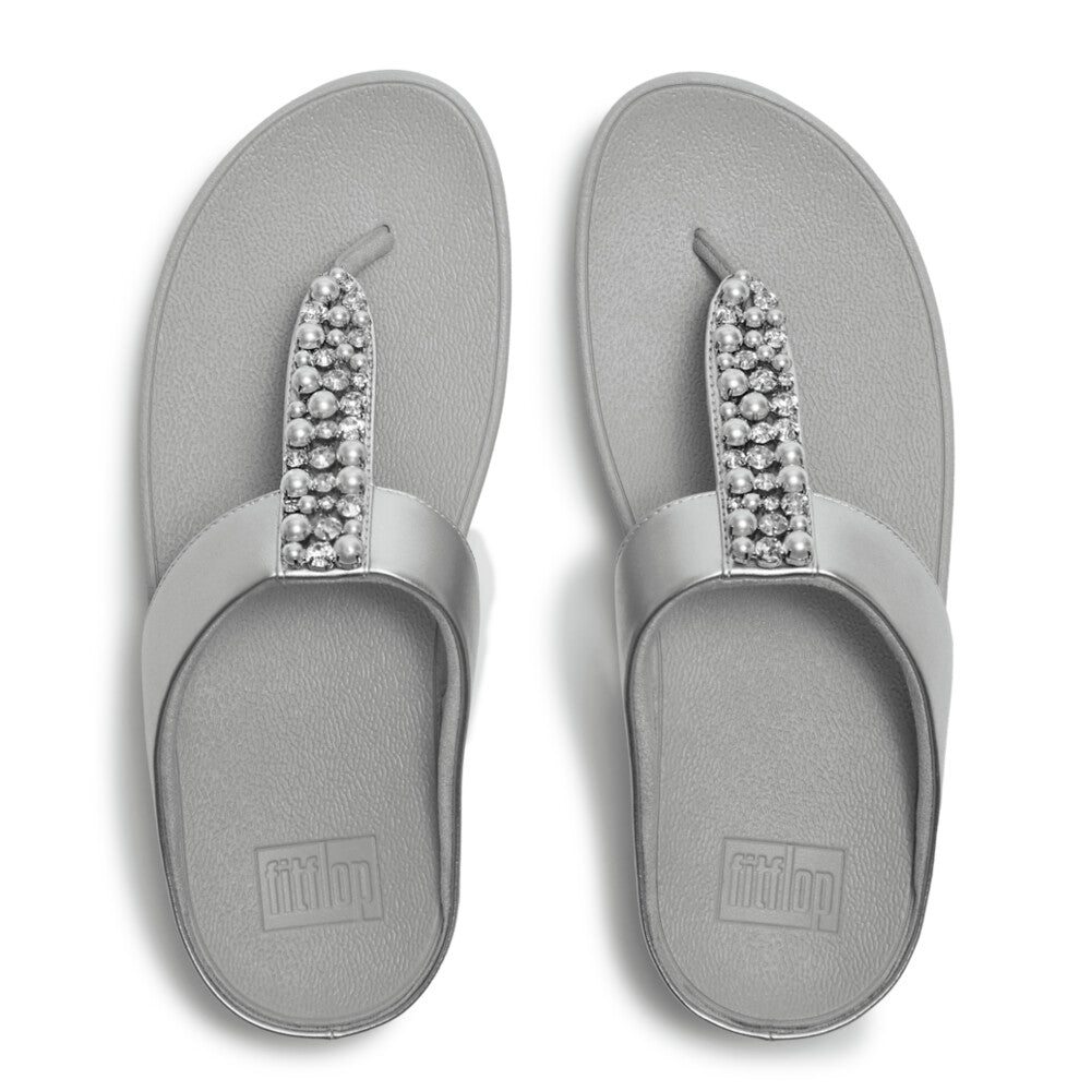 Fino Pearls-And-Crystal Toe-Post Sandals