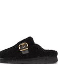 FITFLOP Gen-FF Buckle Curly Shearling Leather Mules in Black IB6 | Shop from eightywingold an official brand partner for Fitflop Canada and US.