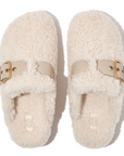 FITFLOP Gen-FF Buckle Curly Shearling Leather Mules in Beige IB6 | Shop from eightywingold an official brand partner for Fitflop Canada and US.