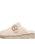 FITFLOP Gen-FF Buckle Curly Shearling Leather Mules in Beige IB6 | Shop from eightywingold an official brand partner for Fitflop Canada and US.