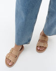 Gen-FF Buckle Two-Bar Leather Slides