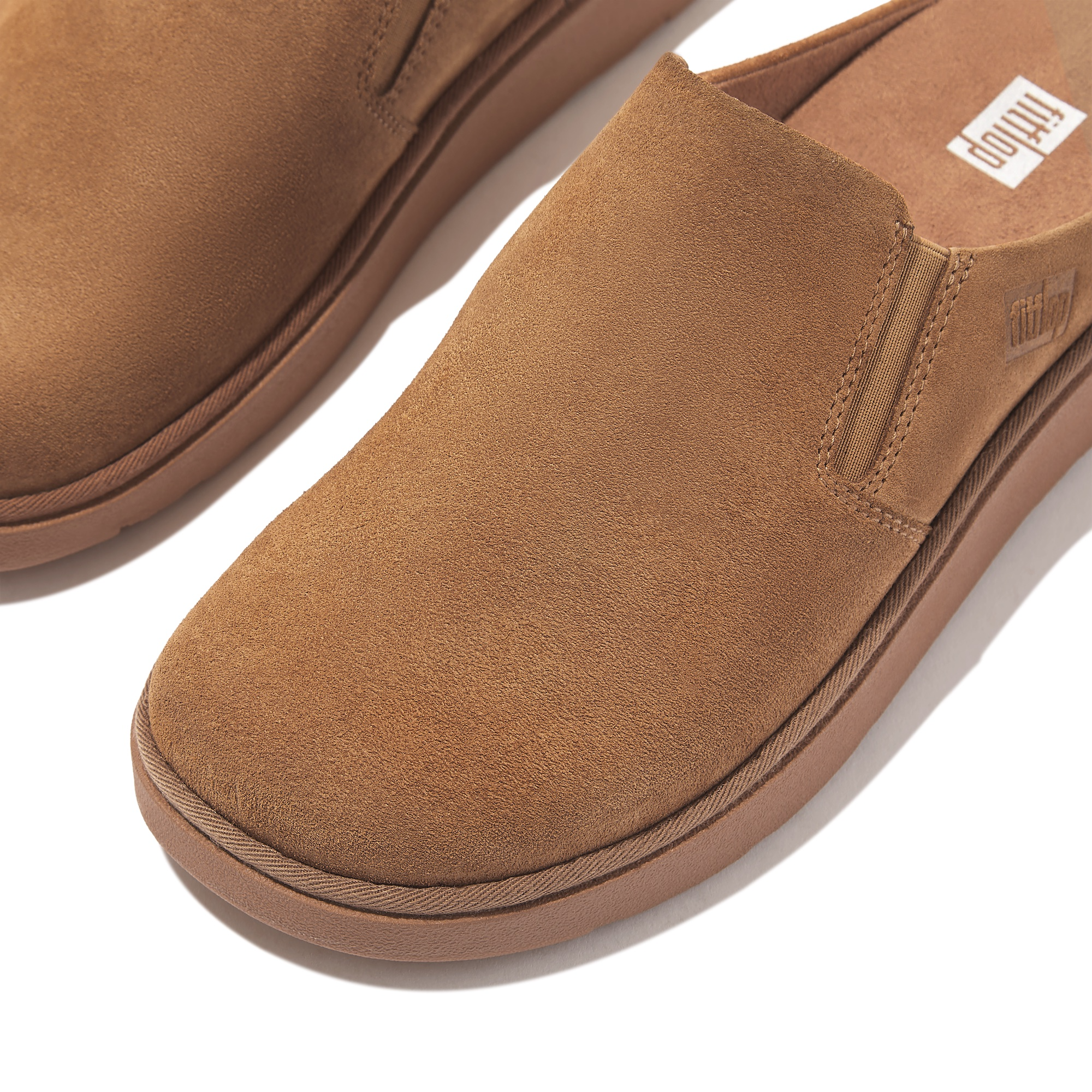 FITFLOP Gen-FF Elasticated Suede Mules in Light Tan IF6 | Shop from eightywingold an official brand partner for Fitflop Canada and US.