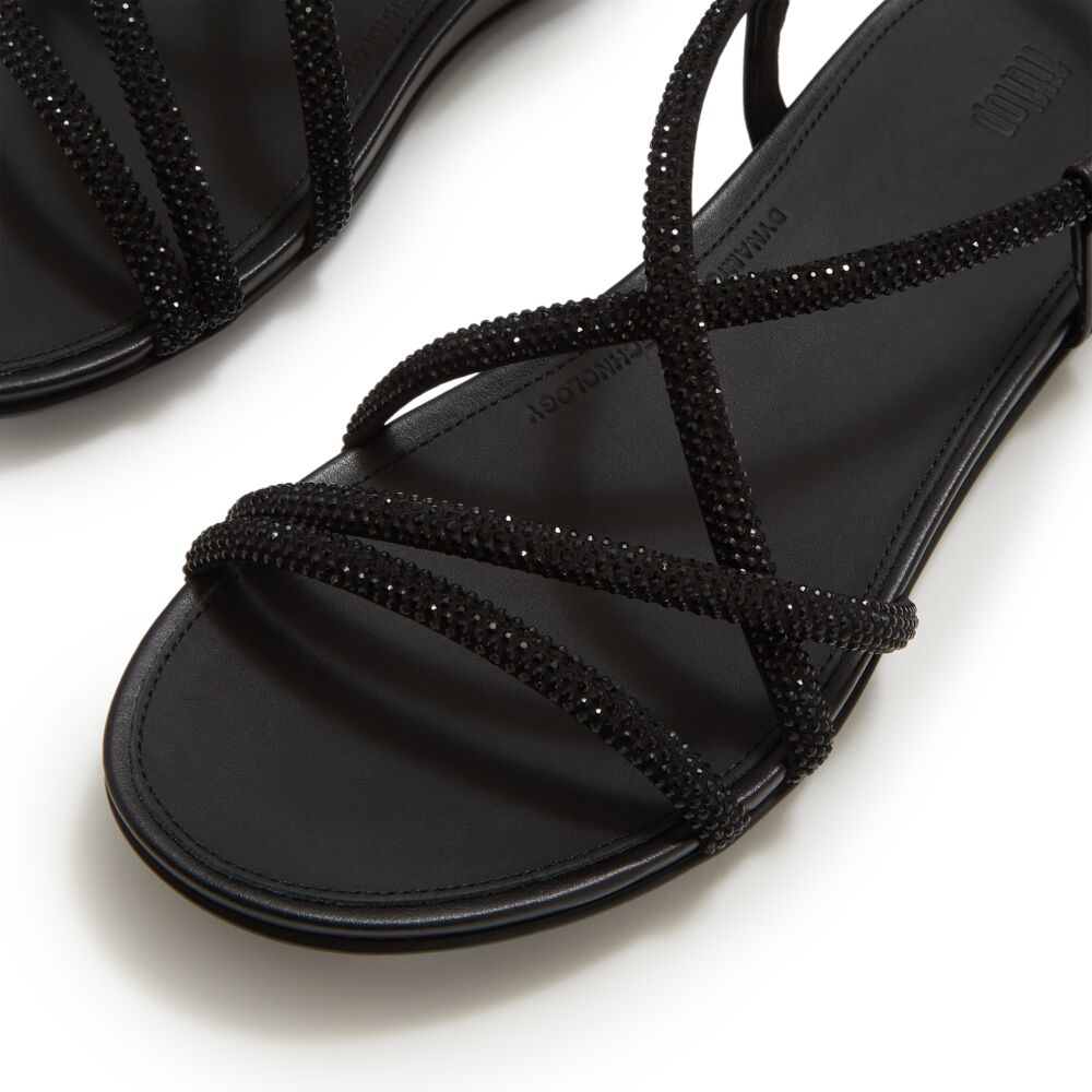 Gracie Crystal Strappy Back-Strap Sandals