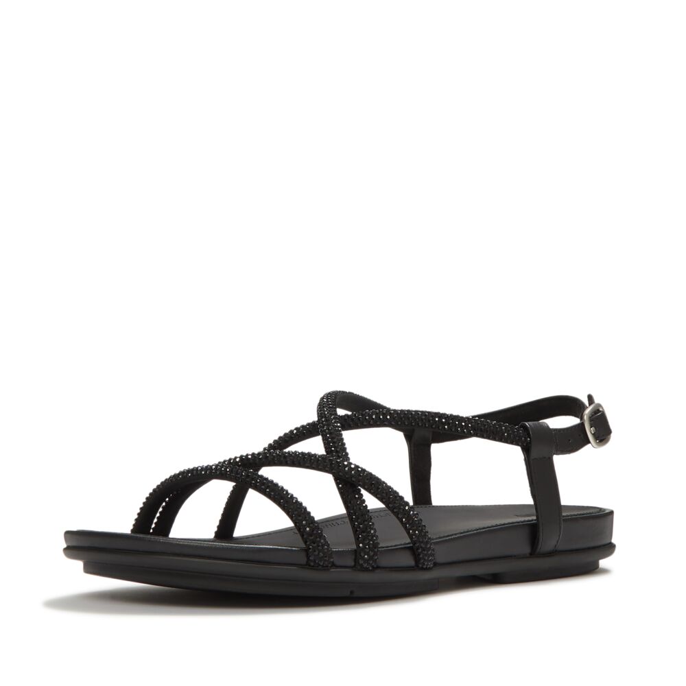 Gracie Crystal Strappy Back-Strap Sandals