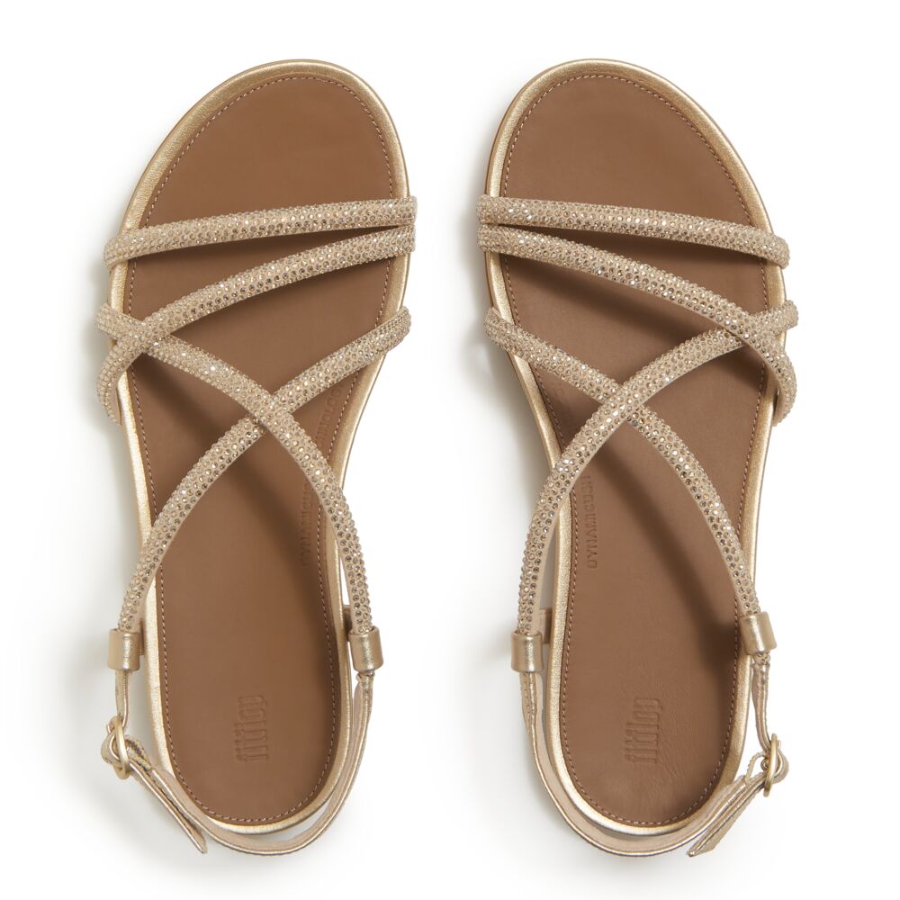 Gracie Crystal Strappy Back-Strap Sandals