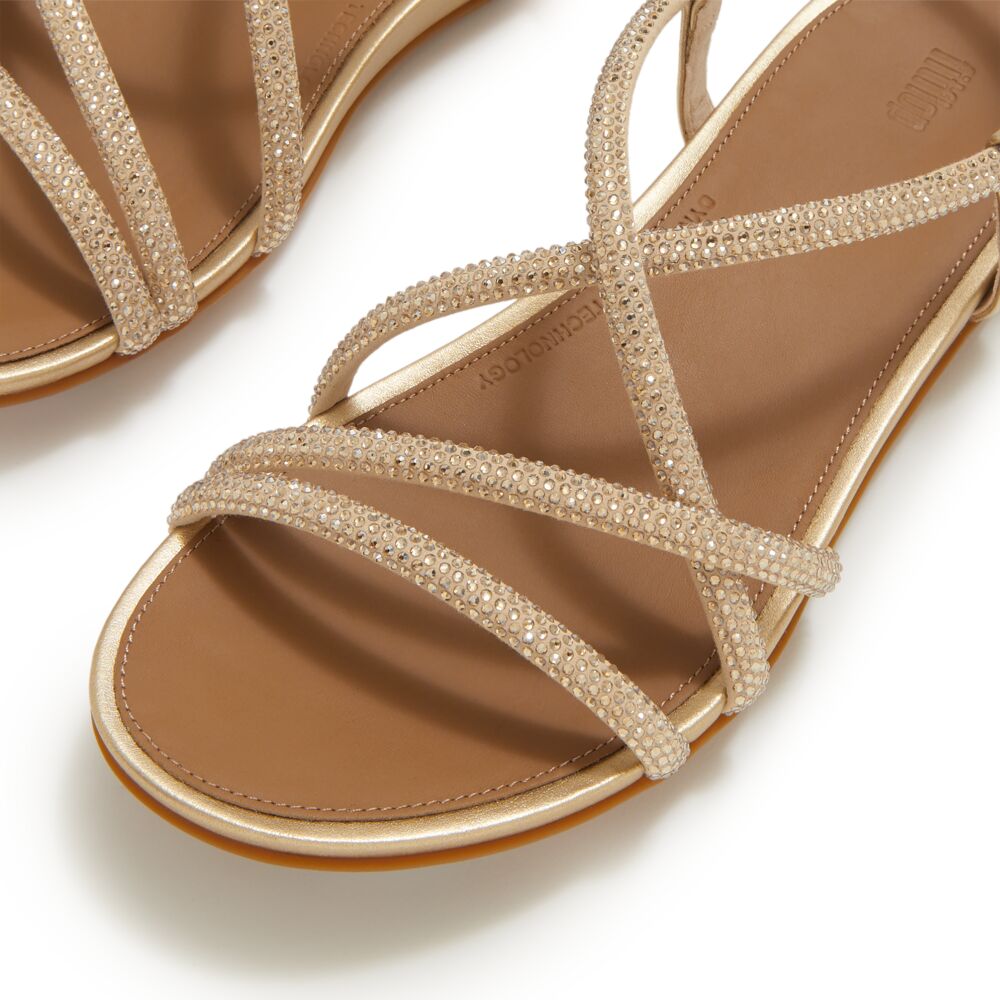 Gracie Crystal Strappy Back-Strap Sandals