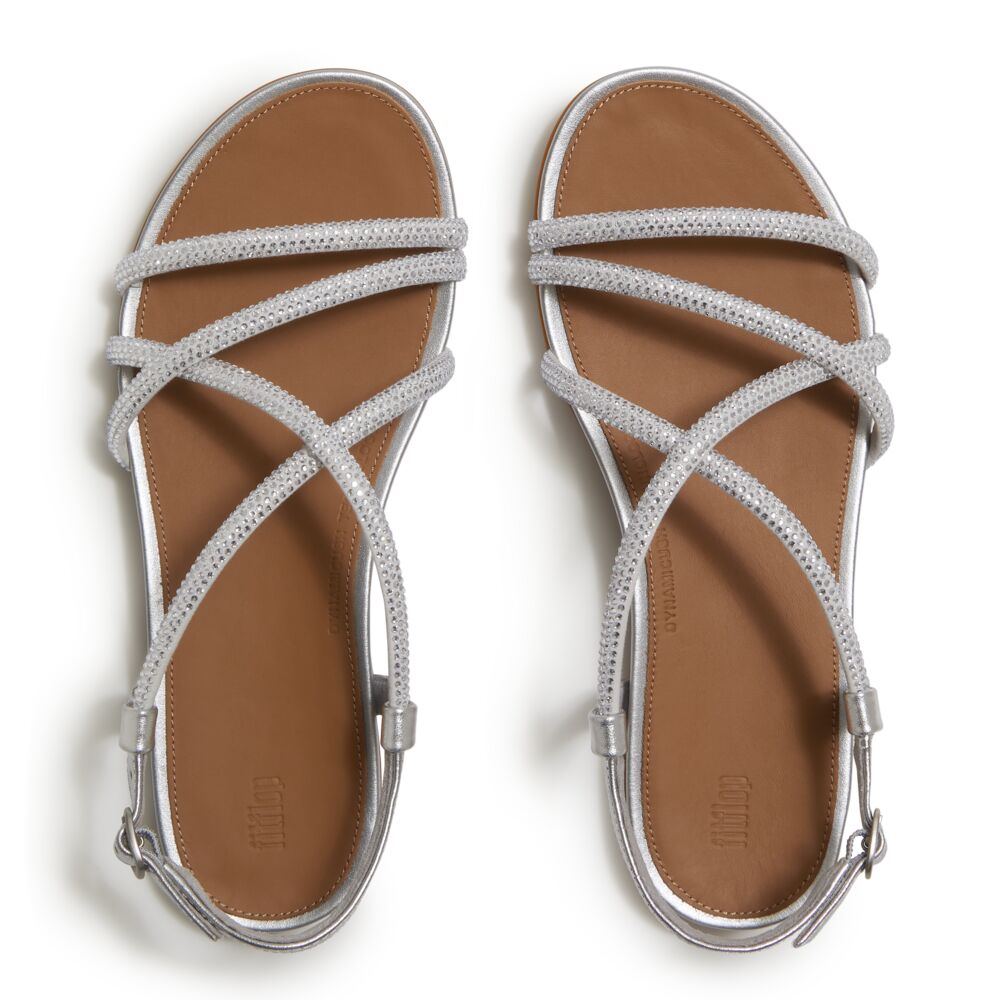 Gracie Crystal Strappy Back-Strap Sandals