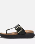 GEN-FF Buckle Leather Toe-Post Sandals in Black