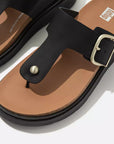 GEN-FF Buckle Leather Toe-Post Sandals in Black
