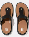 GEN-FF Buckle Leather Toe-Post Sandals in Black