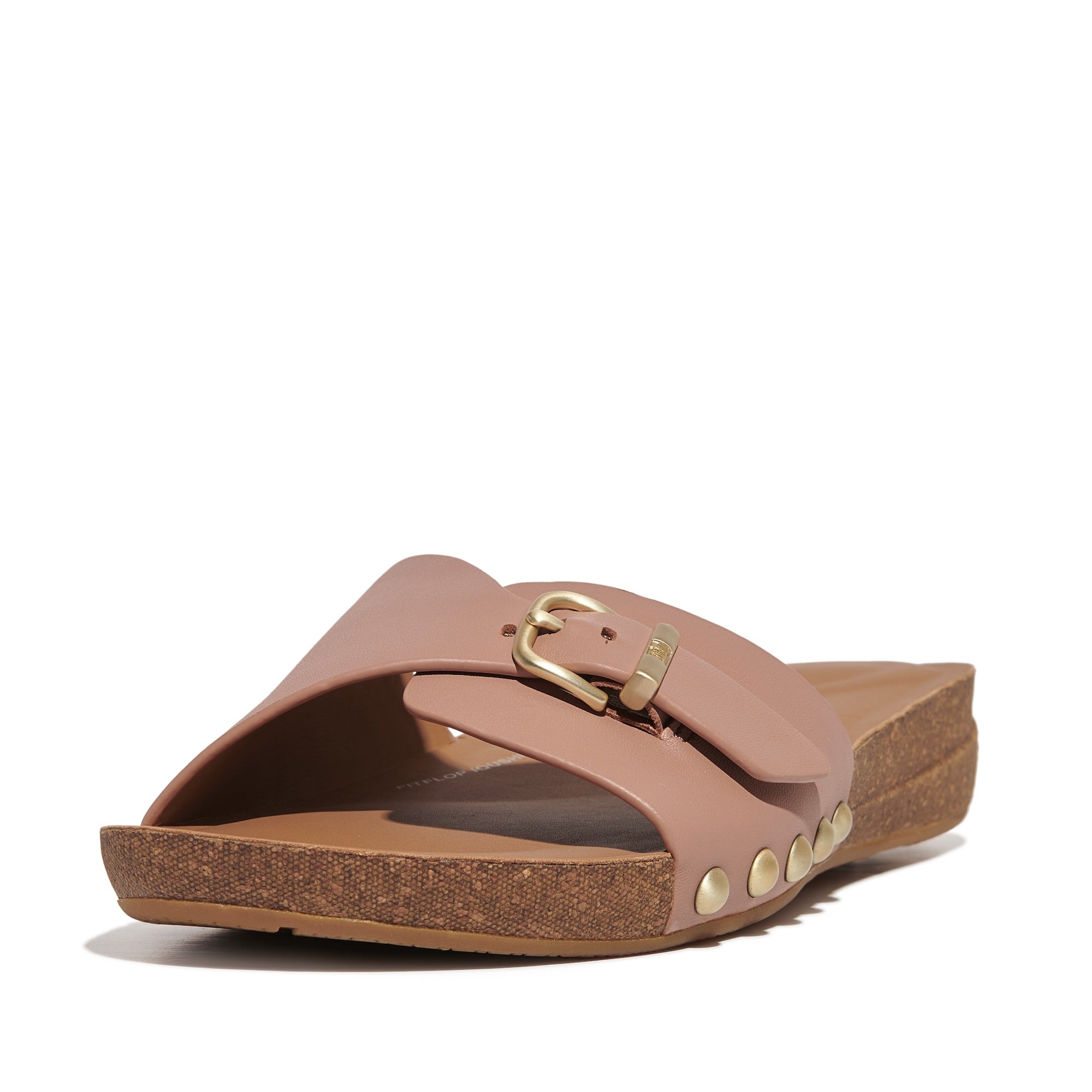 FITFLOP Iqushion Adjustable Buckle Leather Slides in Light Brown HF1  | Shop from eightywingold an official brand partner for Fitflop Canada and US.