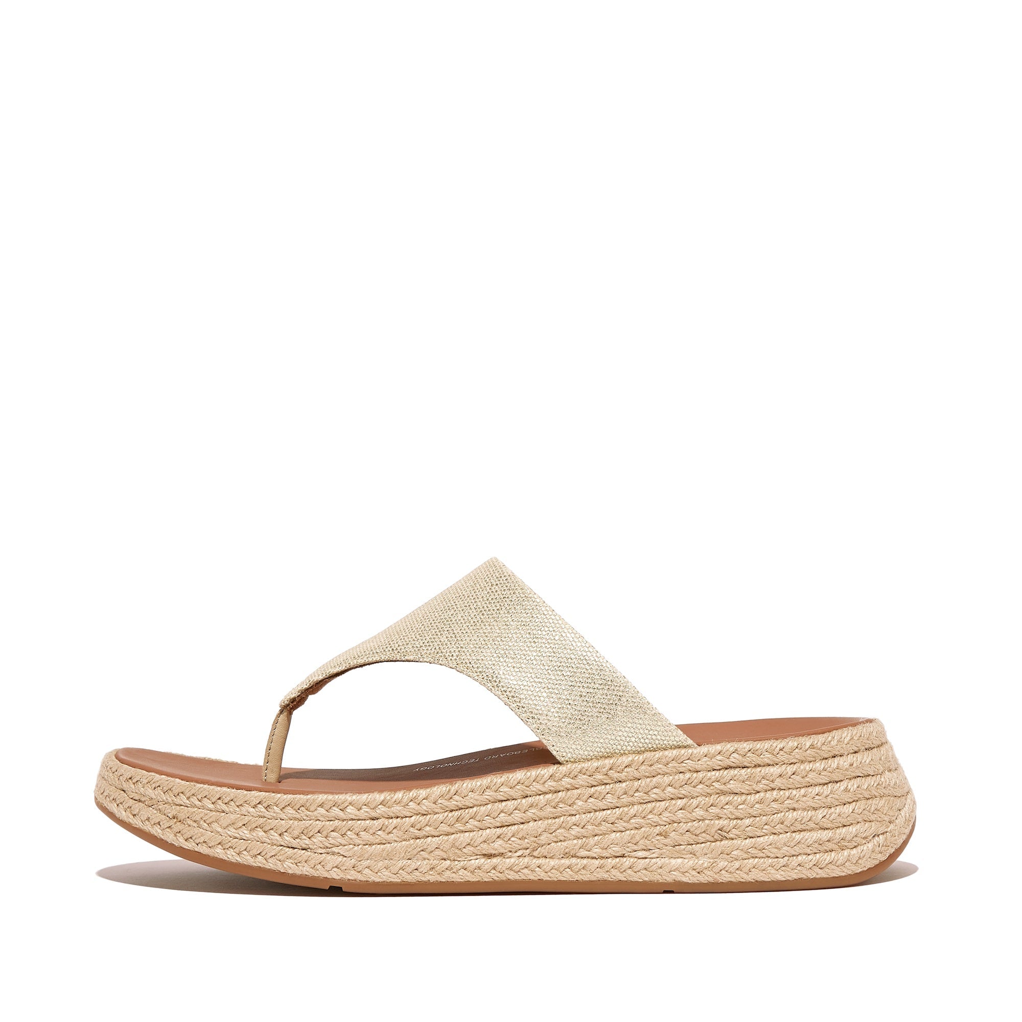 FITFLOP F-Mode Espadrille Glitz-Canvas Flatform Toe-Post Sandals in Ivory HP7 | Shop from eightywingold an official brand partner for Fitflop Canada and US.