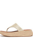 FITFLOP F-Mode Espadrille Glitz-Canvas Flatform Toe-Post Sandals in Ivory HP7 | Shop from eightywingold an official brand partner for Fitflop Canada and US.