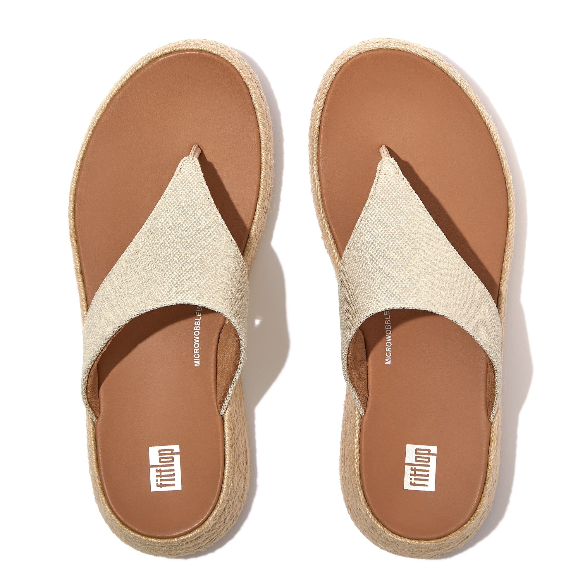 FITFLOP F-Mode Espadrille Glitz-Canvas Flatform Toe-Post Sandals in Ivory HP7 | Shop from eightywingold an official brand partner for Fitflop Canada and US.