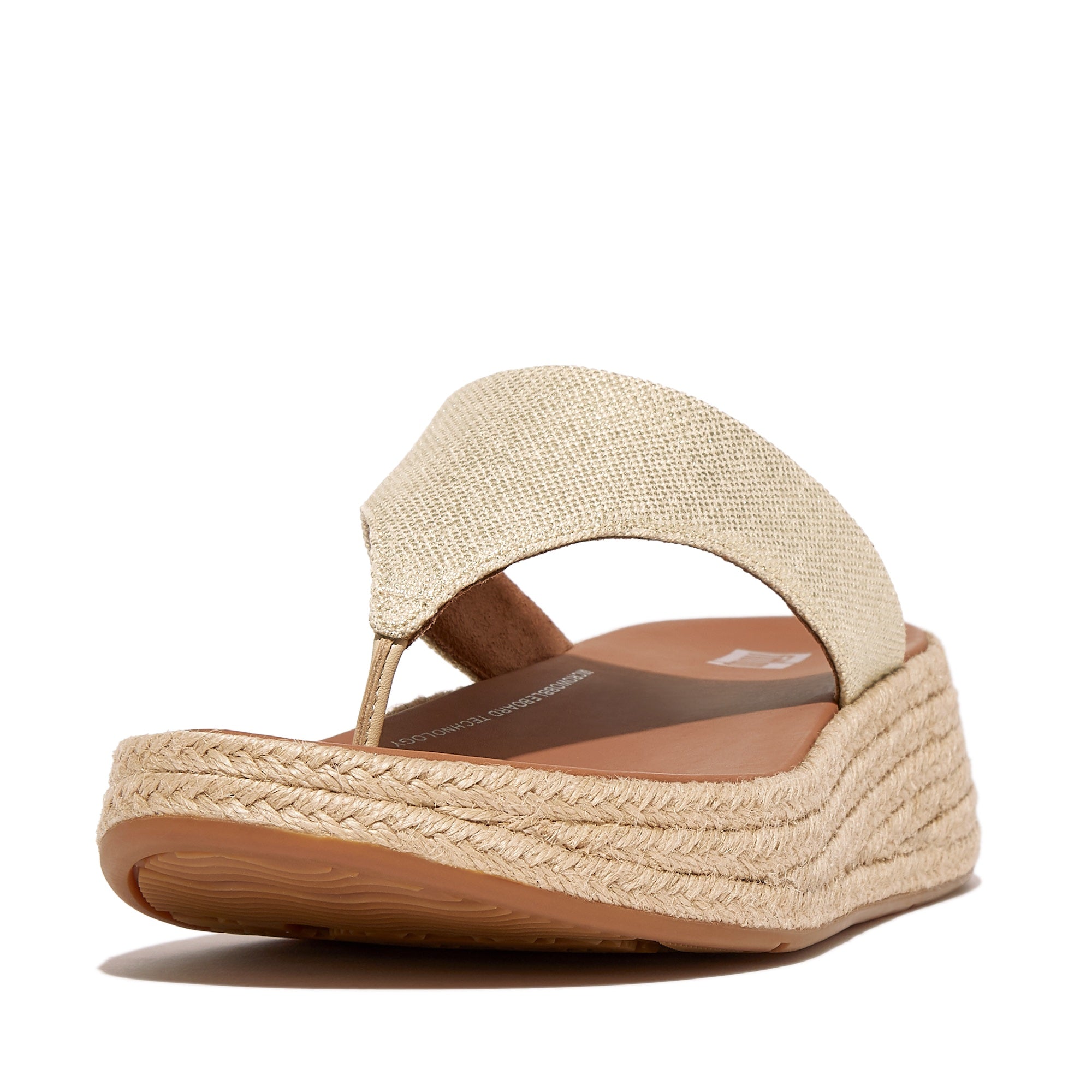 FITFLOP F-Mode Espadrille Glitz-Canvas Flatform Toe-Post Sandals in Ivory HP7 | Shop from eightywingold an official brand partner for Fitflop Canada and US.