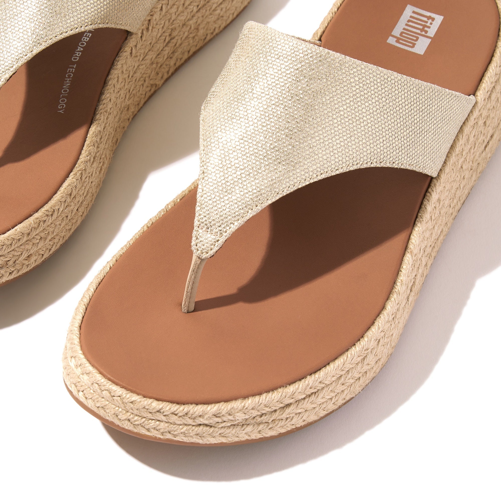 FITFLOP F-Mode Espadrille Glitz-Canvas Flatform Toe-Post Sandals in Ivory HP7 | Shop from eightywingold an official brand partner for Fitflop Canada and US.