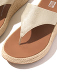 FITFLOP F-Mode Espadrille Glitz-Canvas Flatform Toe-Post Sandals in Ivory HP7 | Shop from eightywingold an official brand partner for Fitflop Canada and US.