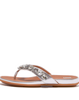 FITFLOP Gracie Jewel-Deluxe Metallic-Leather Flip-Flops in Silver HT9 | Shop from eightywingold an official brand partner for Fitflop Canada and US.