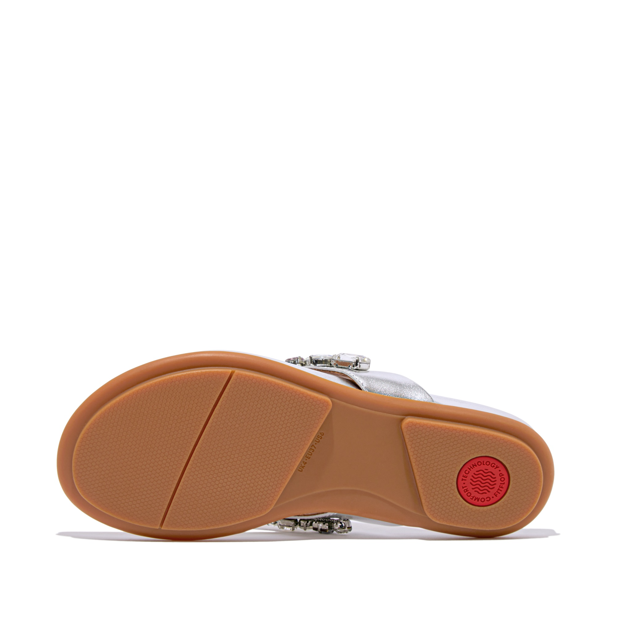 FITFLOP Gracie Jewel-Deluxe Metallic-Leather Flip-Flops in Silver HT9 | Shop from eightywingold an official brand partner for Fitflop Canada and US.