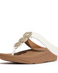Shop FitFlop HE7 194 Urban White women's sandals in Canada – leather straps, crystal-studded chain, and APMA-approved ergonomic cushioning.