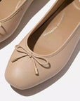 DELICATO Bow Soft Leather Ballerinas in Classic Beige