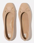 DELICATO Bow Soft Leather Ballerinas in Classic Beige