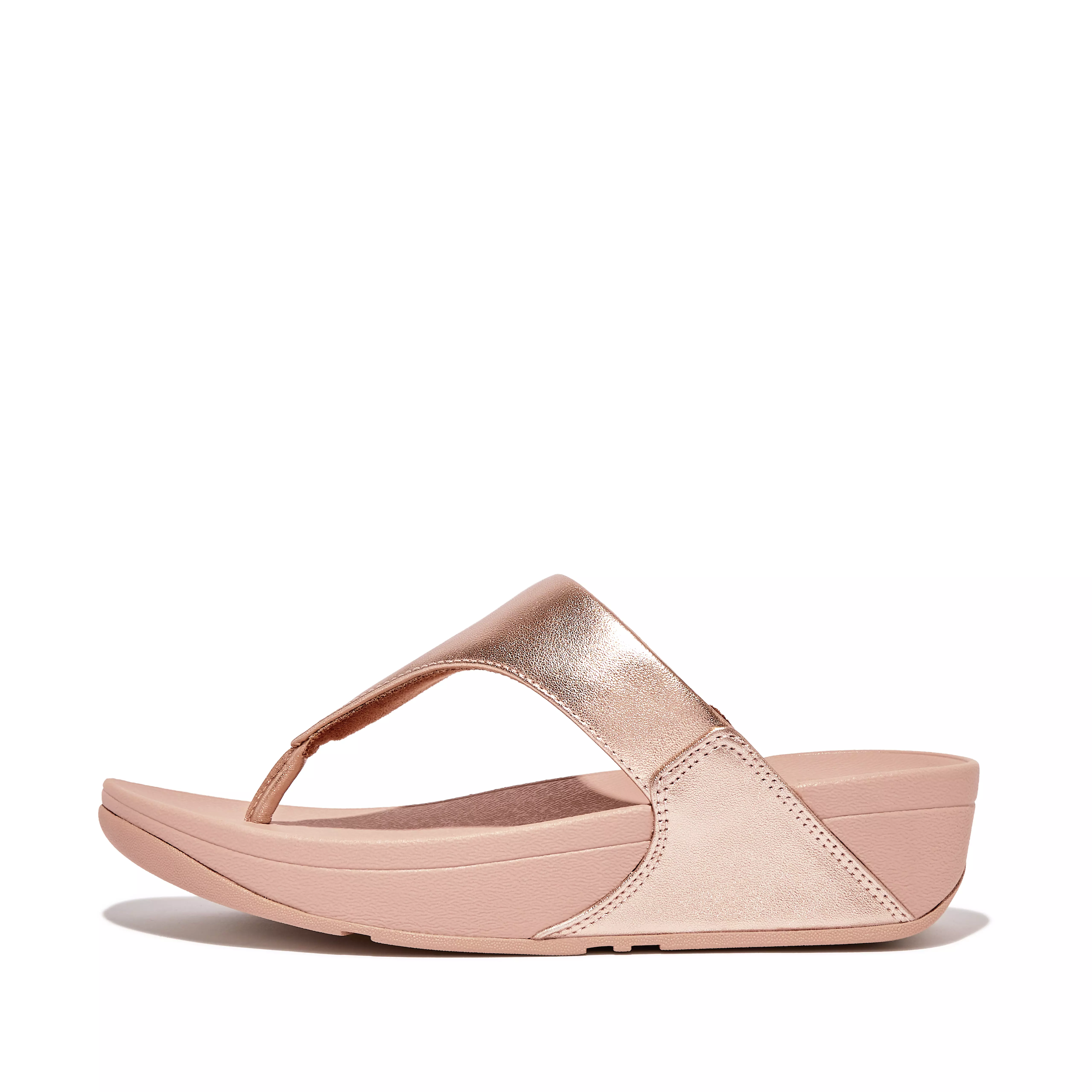 FITFLOP Lulu Leather Toe Post in Rose Gold I88 | Shop from eightywingold an official brand partner for Fitflop Canada and US.