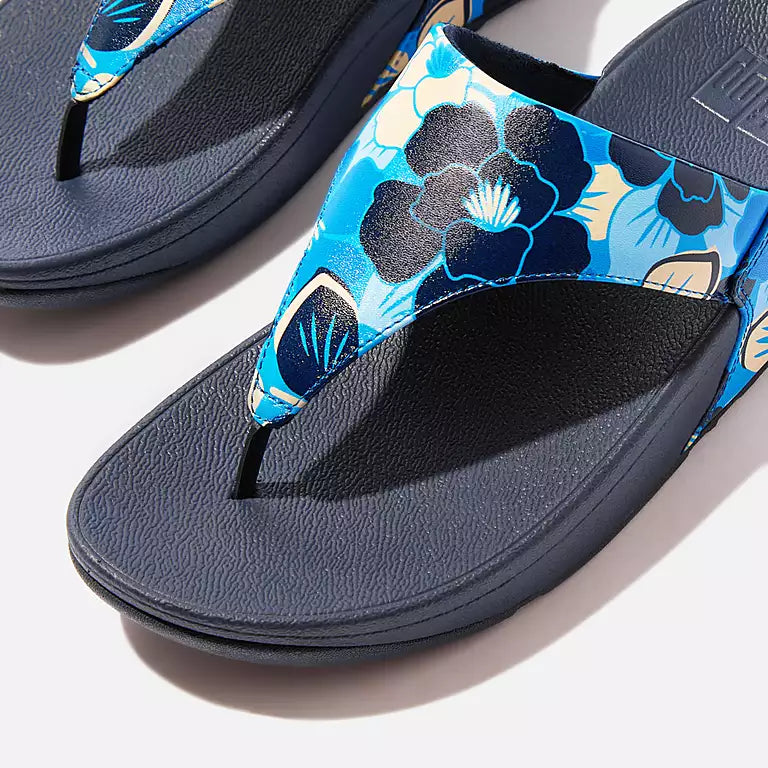 FITFLOP Lulu toe-post sandals in Canada in Midnight Navy Mix with vibrant floral-print leather uppers