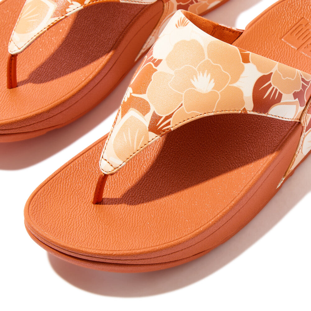 FITFLOP Lulu toe-post sandals in Canada in Peachy Mix with colorful flower-print leather and ergonomic cushioning