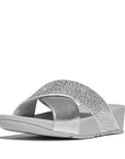 FITFLOP sandals in Canada in Silver featuring sparkling multi-size crystals and ergonomic footbed