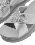 Stylish FITFLOP Lulu slides in Canada in Silver with slip-on design and triple-density cushioning