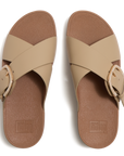 Lulu Resin-Buckle Leather Cross Slides