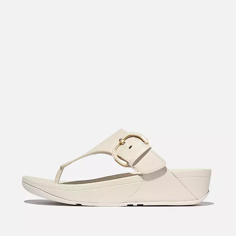 Side view of Paris Beige FITFLOP Lulu sandals in Canada featuring ergonomic Microwobbleboard midsoles