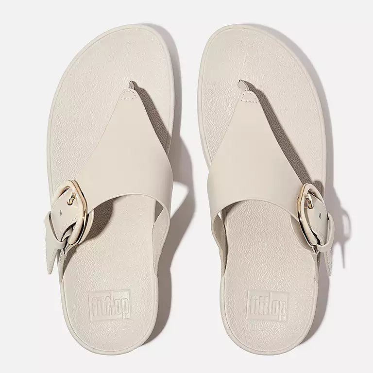 Top view of Paris Beige FITFLOP slip-on sandals in Canada with padded vamp and supportive toe-post design