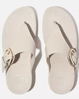 Top view of Paris Beige FITFLOP slip-on sandals in Canada with padded vamp and supportive toe-post design
