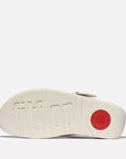 Sole view of FITFLOP Lulu sandals in Paris Beige in Canada with soft leather upper and antique-gold resin buckle detail
