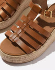 Deep Tan FITFLOP espadrille fisherman sandals in Canada with high wedge and CushX comfort midsole