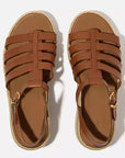 FITFLOP PlatFForm sandals in Canada in Deep Tan featuring jute-wrapped wedge and ergonomic leather straps