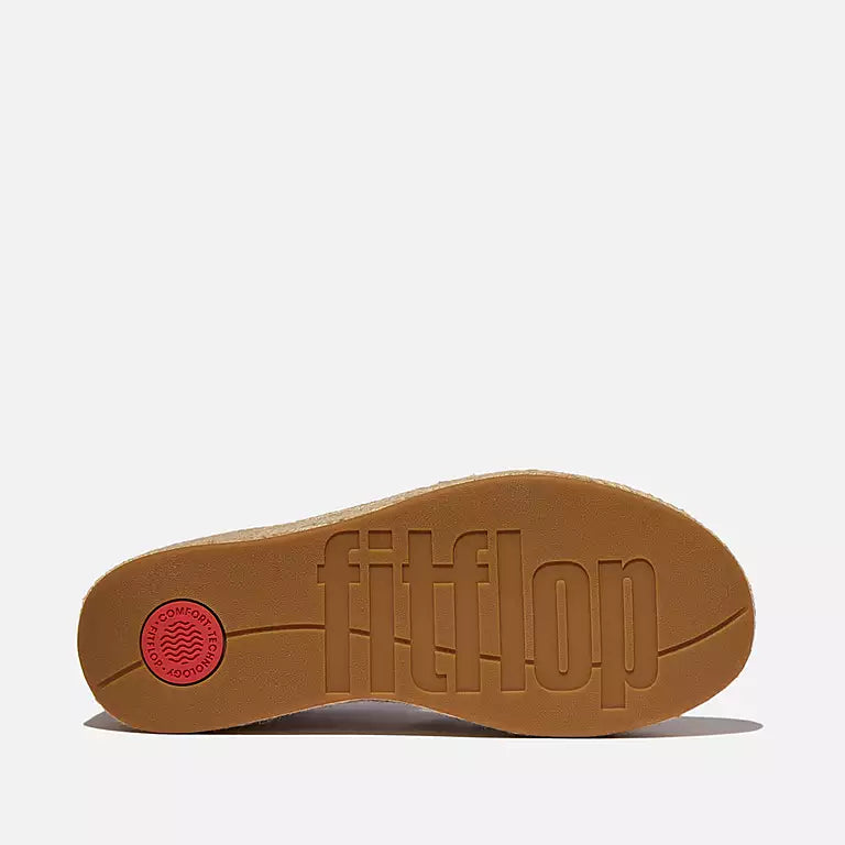 Sole view of FITFLOP Deep Tan PlatFForm espadrille sandals in Canada with soft leather and slip-resistant sole
