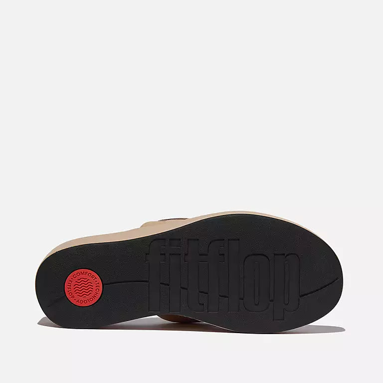 Sole View FITFLOP Classic Beige sandals in Canada with soft neoprene-style fabric and anatomically contoured footbed