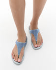 Lulu Crystal Embellished Toe-Post Sandals
