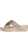 Lulu Crystal-Mix Metallic Cross Slides in Platino
