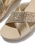 Lulu Crystal-Mix Metallic Cross Slides in Platino