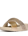 Lulu Crystal-Mix Metallic Cross Slides in Platino
