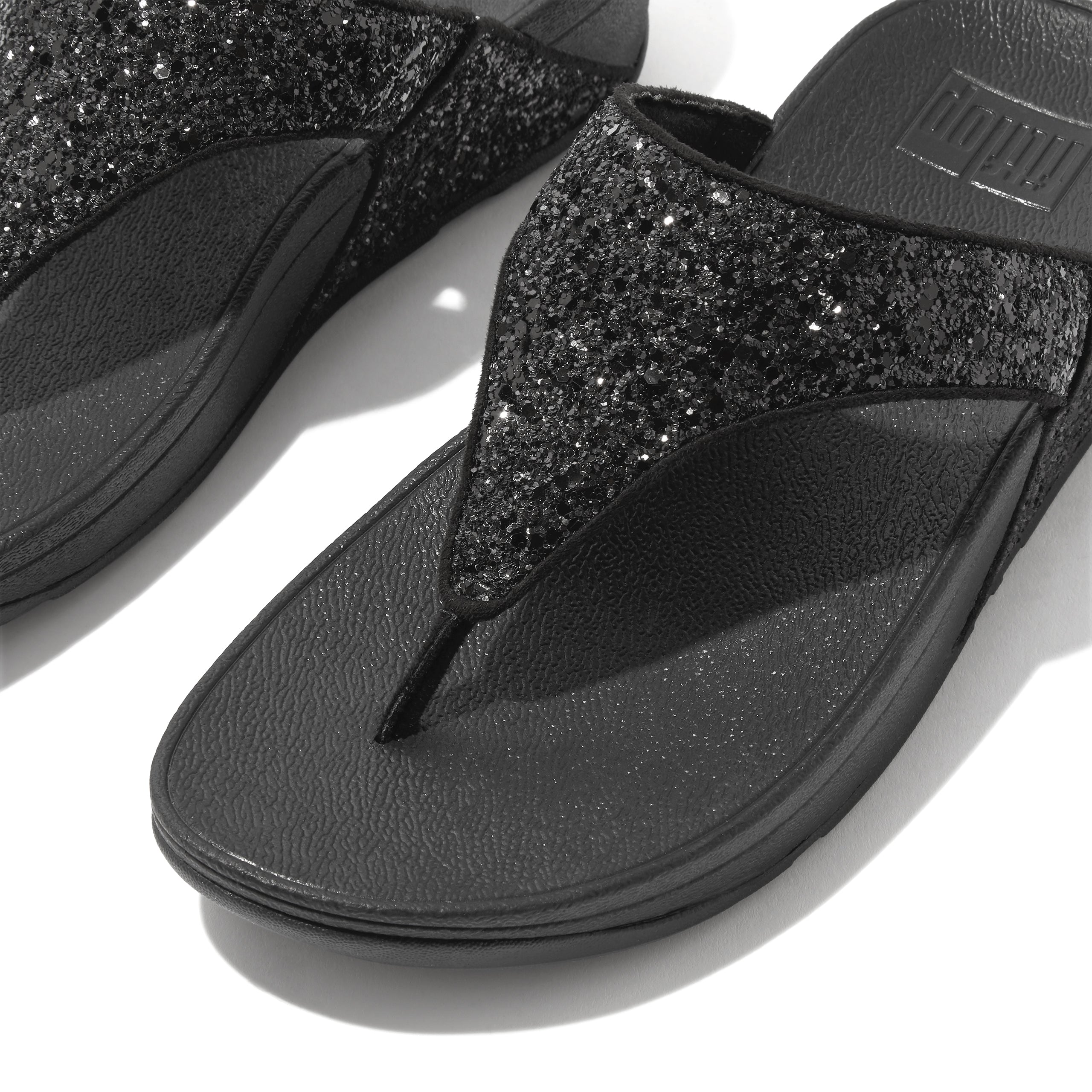 FITFLOP Lulu Glitter Toe-Thongs in Black X03 | Shop from eightywingold an official brand partner for Fitflop Canada and US.